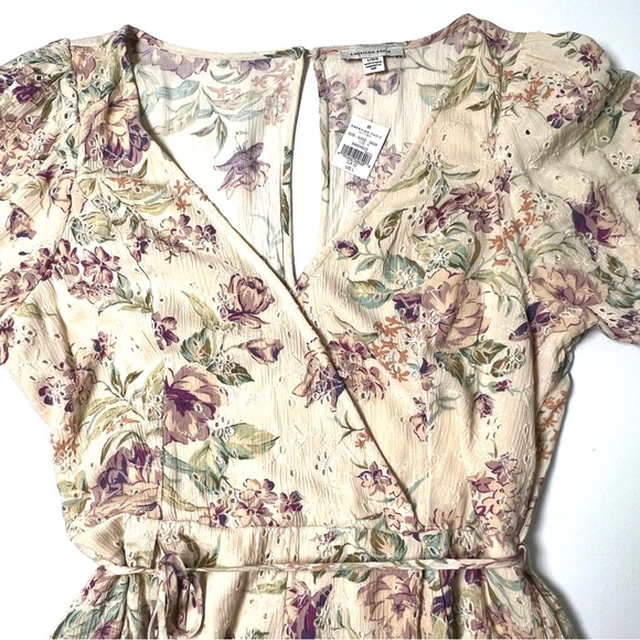 American Eagle Floral Romper NWT size L Beige Pink Summer Girlhoodcore Feminine - Picture 5 of 13